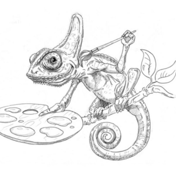 хамелеон рисунок карандашом для срисовки