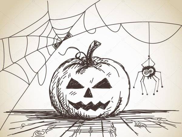 хэллоуинские рисунки карандашом для срисовки