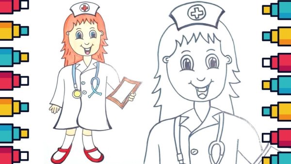 медсестра рисунок карандашом для срисовки