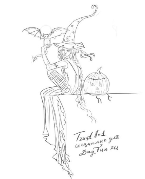 хэллоуинские рисунки карандашом для срисовки