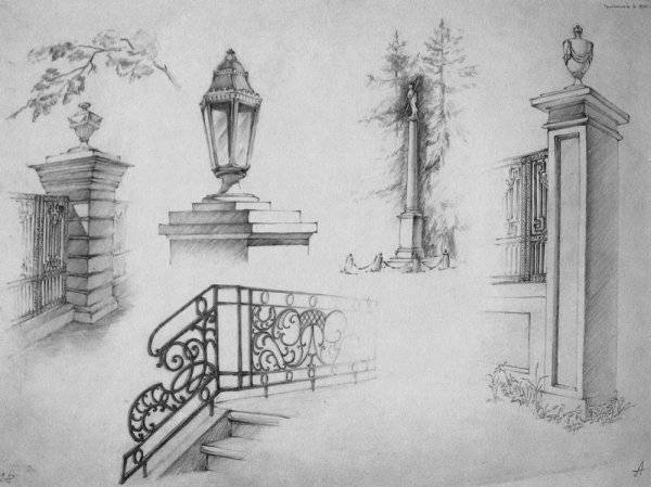 архитектурные рисунки карандашом для срисовки