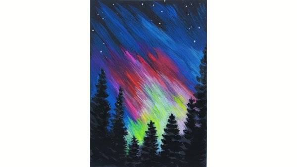 рисунок северное сияние карандашом для детей для срисовки