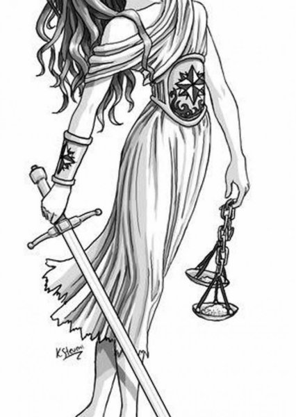 фемида рисунок карандашом для срисовки