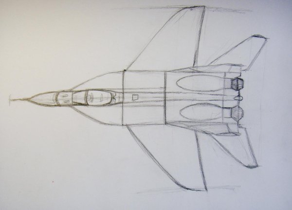 истребитель рисунок карандашом для срисовки
