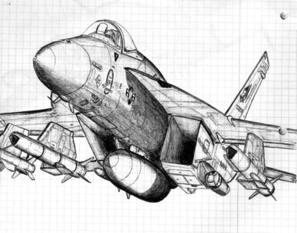 истребитель рисунок карандашом для срисовки