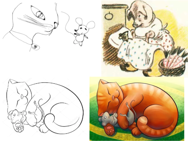 рисунок сказка о глупом мышонке карандашом для срисовки