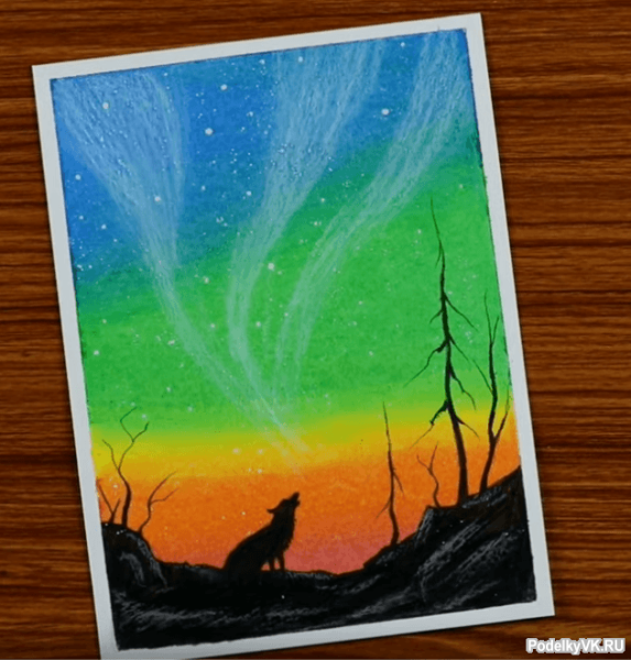 рисунок северное сияние карандашом для детей для срисовки
