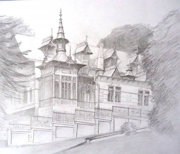 архитектурные рисунки карандашом для срисовки