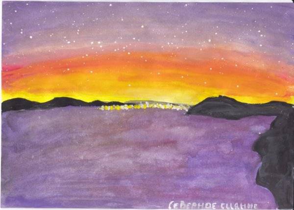 рисунок северное сияние карандашом для детей для срисовки