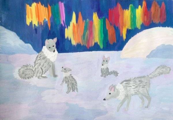 рисунок северное сияние карандашом для детей для срисовки