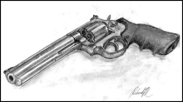 револьвер рисунок карандашом для срисовки